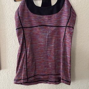 Lululemon Athletica Red and Gray Fitted Sleeveless Tank Top